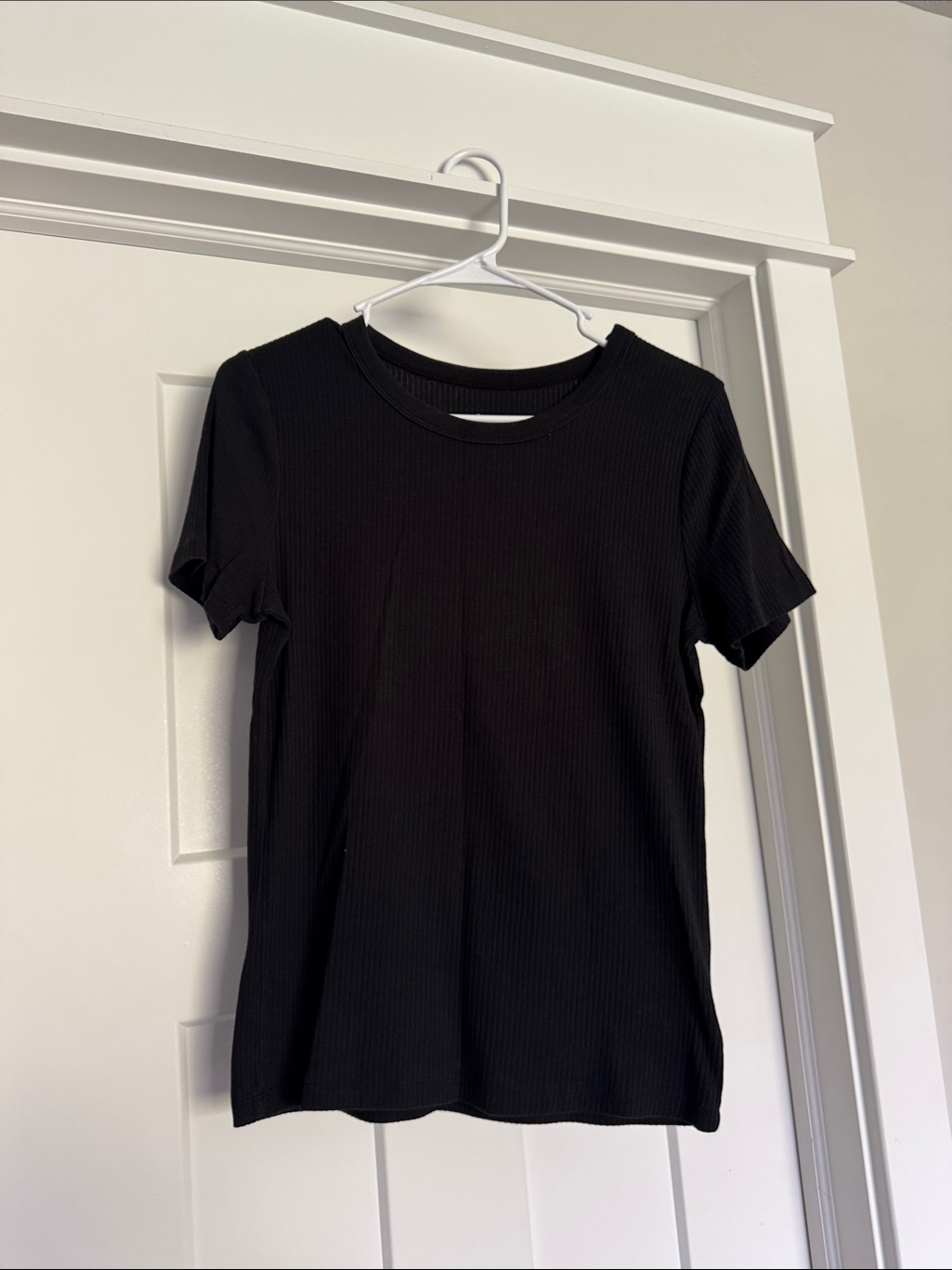 Women’s Black Ribbed Tee - A New Day - Size Medium